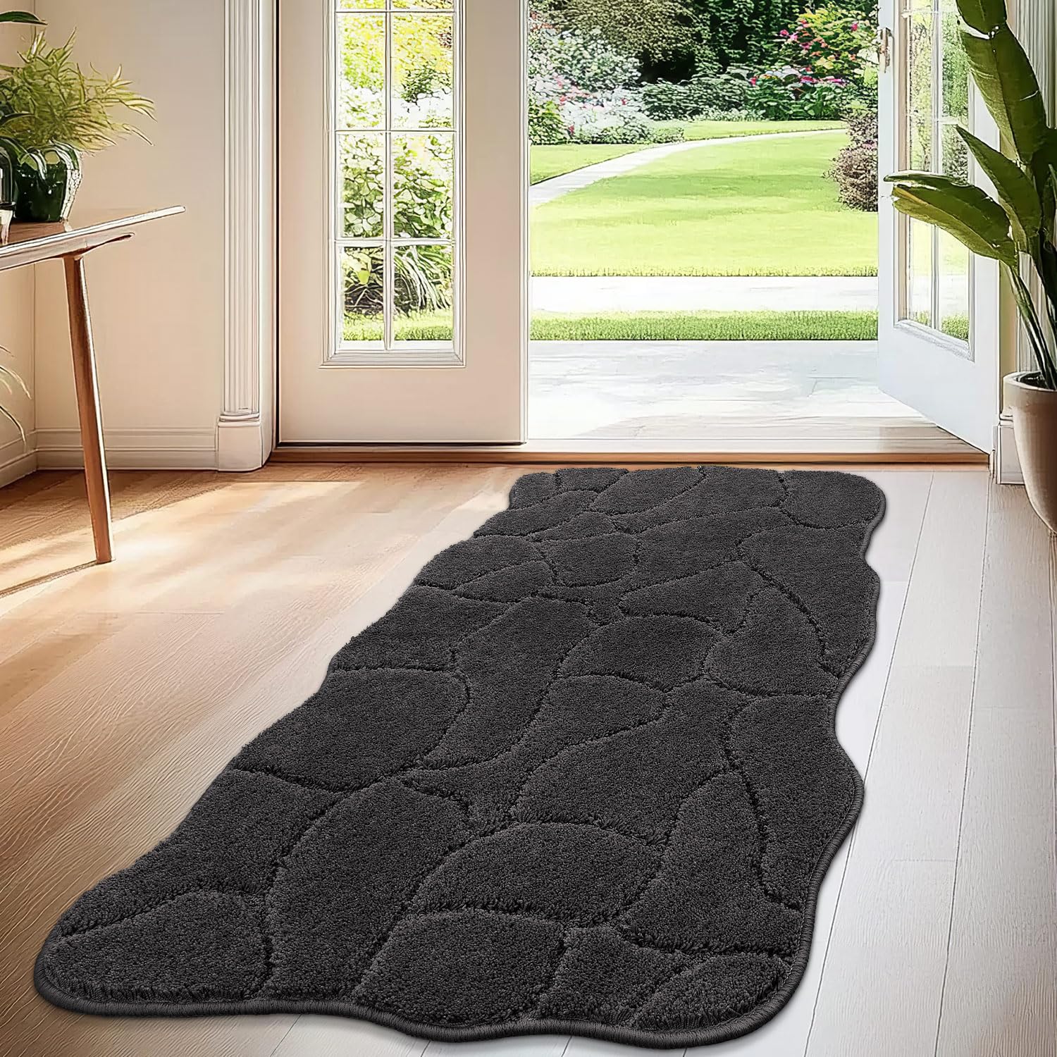 Biscpro Fußmatte Innen Weicher 55x 120 cm, Türmatte rutschfeste Waschbar Fussmatte, Schmutzfangmatte,Läufer Teppich für Hund, Eingang, Flur, Küchen, Korridor