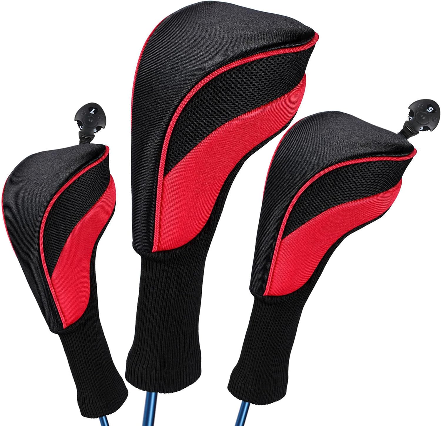 Golf Club Covers - 3 Pcs Head Covers Set with Interchangeable No. Tags 3-7 X Golf Accessories for Men & Women