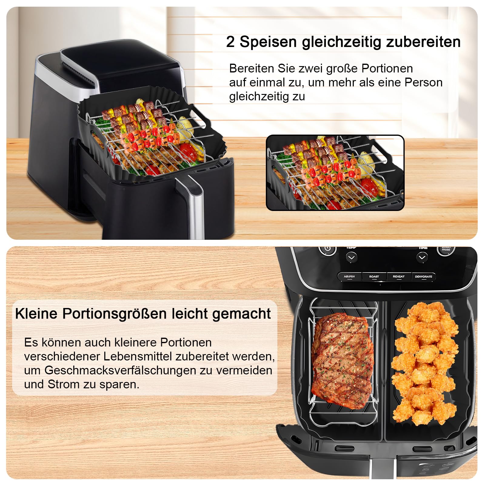 Silikonowe formy do frytkownicy powietrznej dla Ninja AF140EU 4,7L/AF180EU 6,2L, 22 sztuki wielokrotnego użytku, kwadratowe silikonowe akcesoria do frytkownicy powietrznej bez BPA