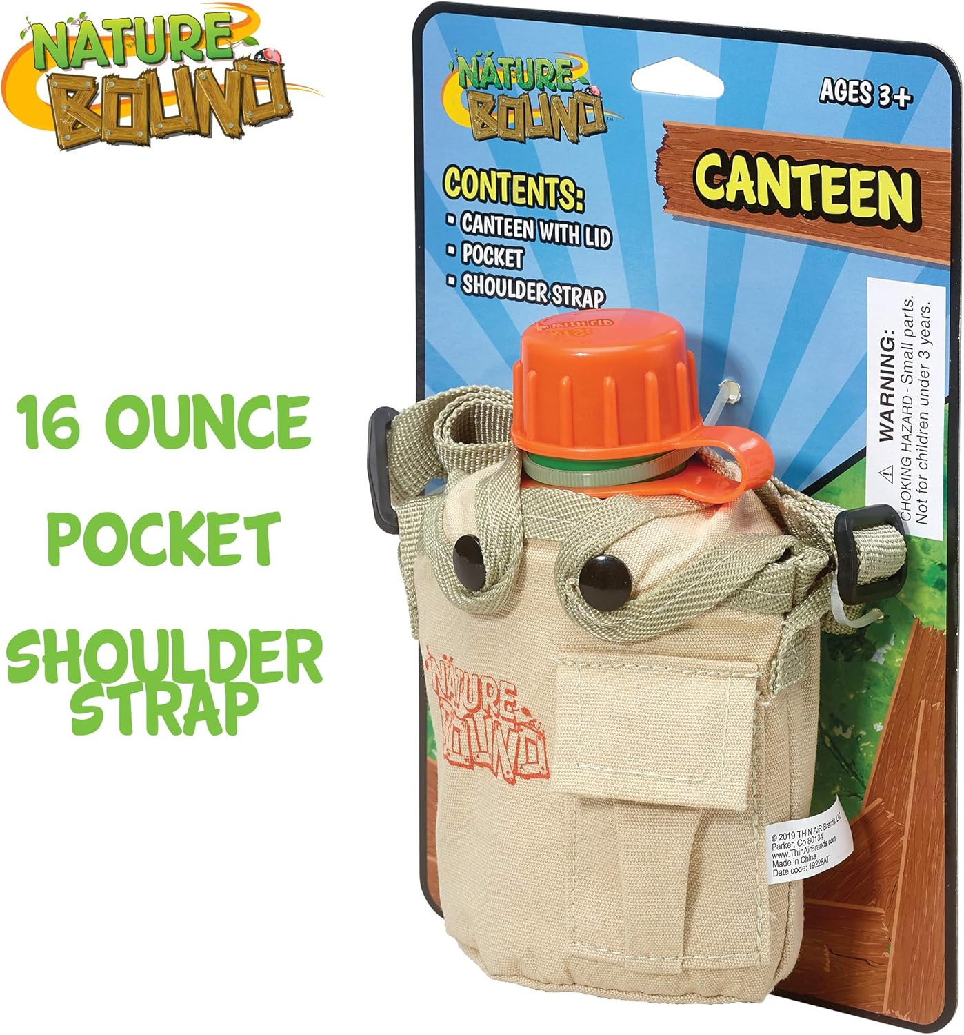 Nature Bound Water Hydration Canteen for Little Kids with Handy Pocket, Adjustable Strap, Snap On Canvas Cover, 16 Ounce Capacity, and Screw-On Lid (for Little Boys and Girls Age 3 and Up) : Sports & Outdoors