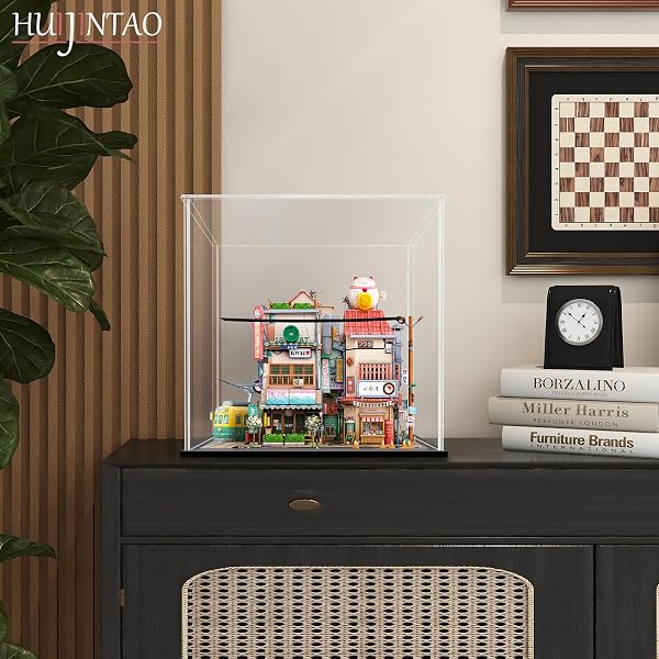 Vitrine Acrylique, Vitrine Exposition Transparent, Vitrine Figurine, Vitrine pour Collection, vitrine Voiture Miniature pour Figurines, Jouets, Objets de Collection, Noir (25x25x25 cm) - 4