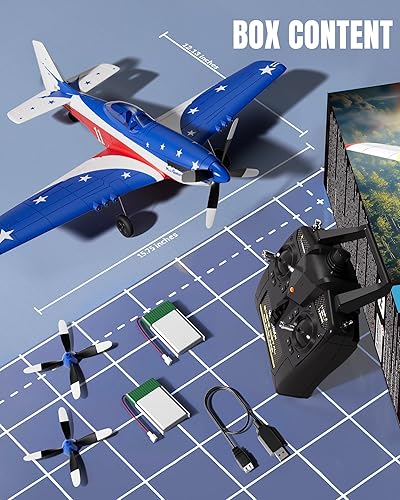 Miniatura 28 de VOLANTEXRC Avión RC, control remoto de 4 canales, avión de combate RTF con giroscopio de 6 ejes, 3 modos y acrobacias aéreas fáciles de volar, avión