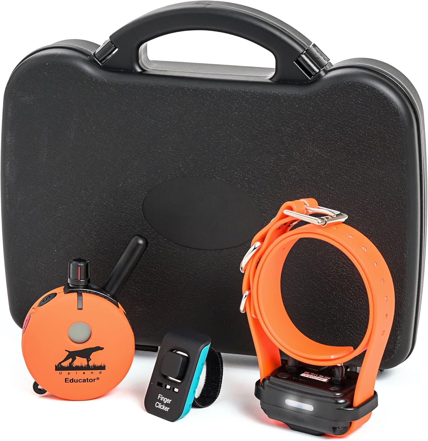 Educator E-Collar The Upland Dog Training Collar w/Remote - 100 Levels of Safe Stimulation, Night Light, Waterproof, Rechargeable, Includes Premium Finger Clicker for 1 Mile 1 Med/Large Dogs, Orange