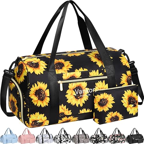 Bolsa de gimnasio para mujer con compartimento para zapatos, impermeable, bolsa de lona deportiva para viajes, fin de semana, llevar en la playa,