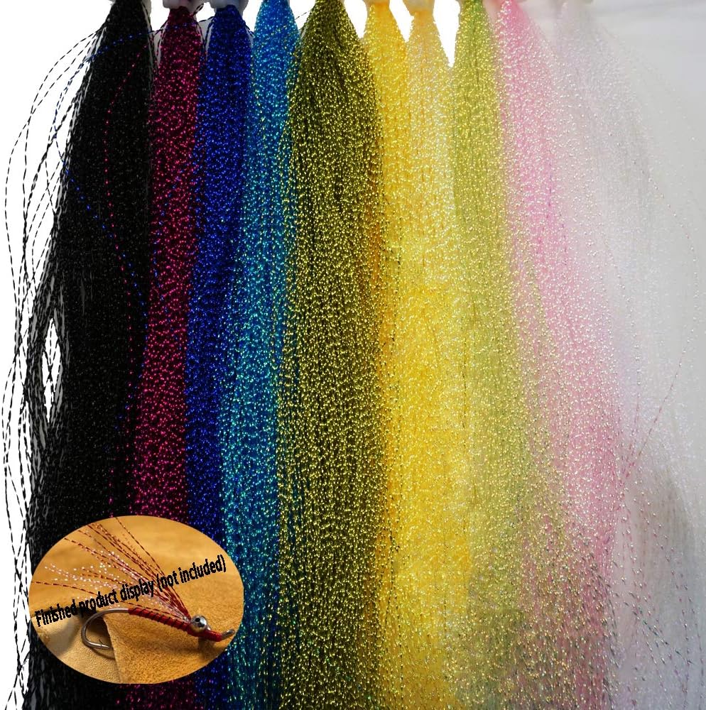 GREATFISHING 230 Strands 10 Best Color/Set Sparkle Crystal Flash Flashabou Tinsels Fly Fishing Line Hook Lure Flash Flies Decorating Fly Tying Material Dry Flies