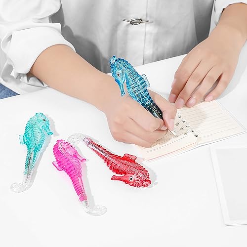 Miniatura 4 de Abhay Estuche creativo para bolígrafo de pescado, juego de bolígrafos de caballito de mar escolar, lindo bolígrafo de océano para suministros de