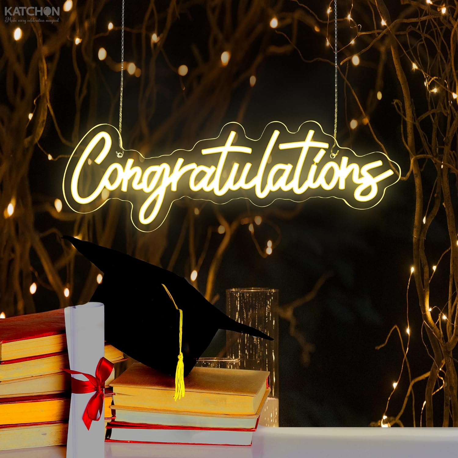 Graduation Decorations 2026 | Congratulations Neon Light Sign | Congratulations Light Up Sign | Graduation Decorative Lights | Backdrop for Grad Decorations Class of 2026, KatchOn