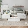 White Marble Coffee Table with Large Storage, Farmhouse Center Table for Living Room Mesas De Centro para Salas Modernas Nesting Modern Coffee Table for Reception Room