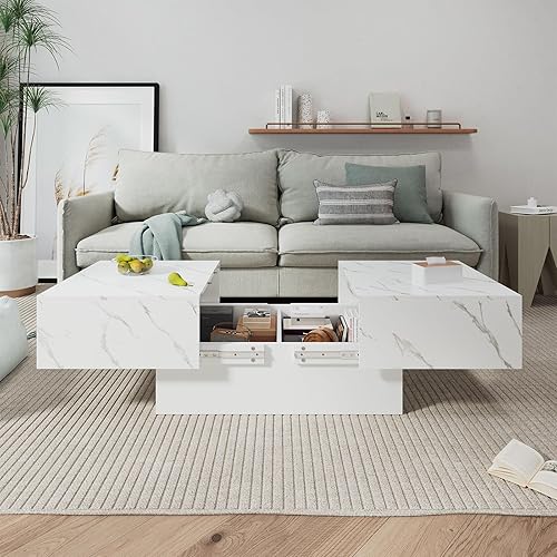 Miniatura 9 de Wood Coffee Table for Living Room Sliding Top with Hidden Storage,Rectangle Modern Cocktail Table, Pull Out Center Table, Extendable Contemporary,