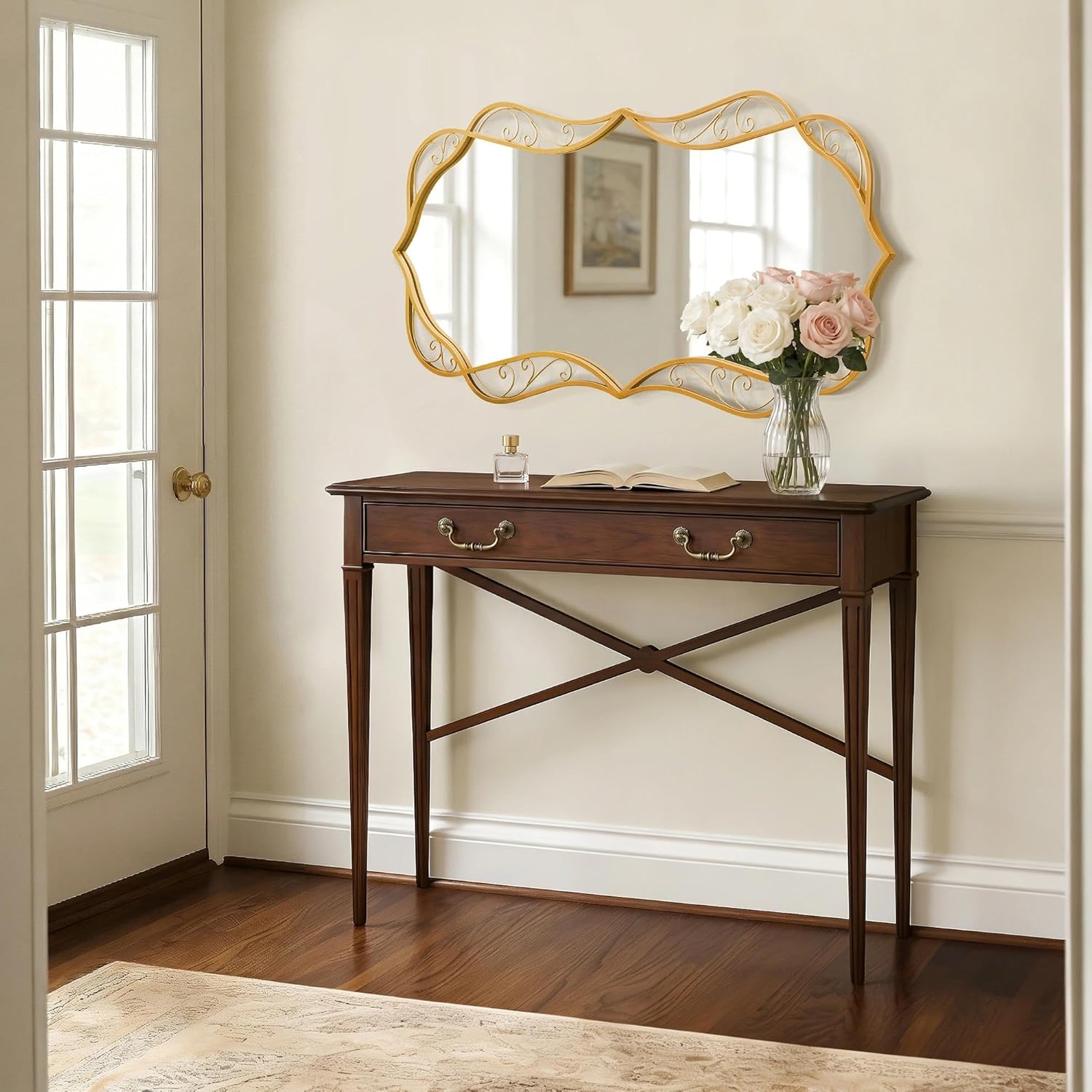 Besdomus Gold Bathroom Large Mirror: 24"x48" Antique Large Mirror for Wall - Vertical or Horizontal Hanging - Home Decor for Bathroom/Fireplace/Hallway - Wall Decor for Fashion-Conscious