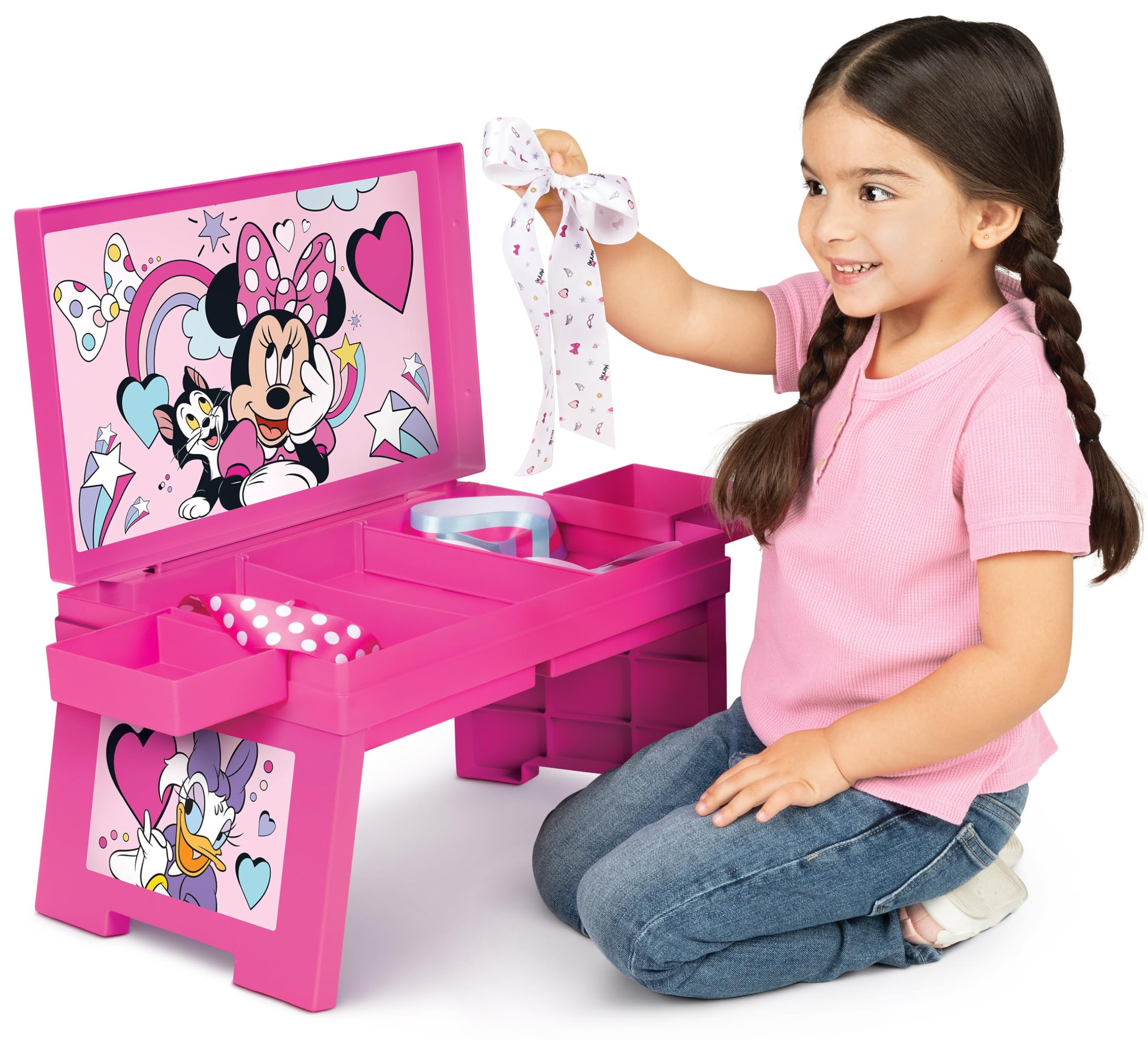 Minnie Mouse Deluxe Activity Tray with Bow Making and Storage Capabilities, Colorful Graphics Won't Peel, Scratch or Fade