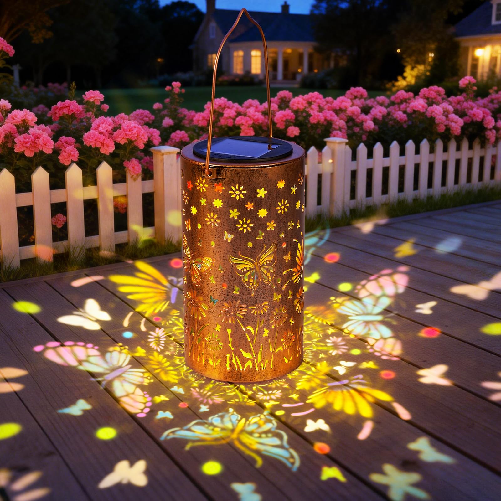 Colorful Butterfly Solar Lanterns Outdoor, Waterproof Glow Garden Ornaments,Birthday Gardening Gifts for Women Mom Grandma, Hanging Garden Lights for Patio Backyard Porch (Butterfly)