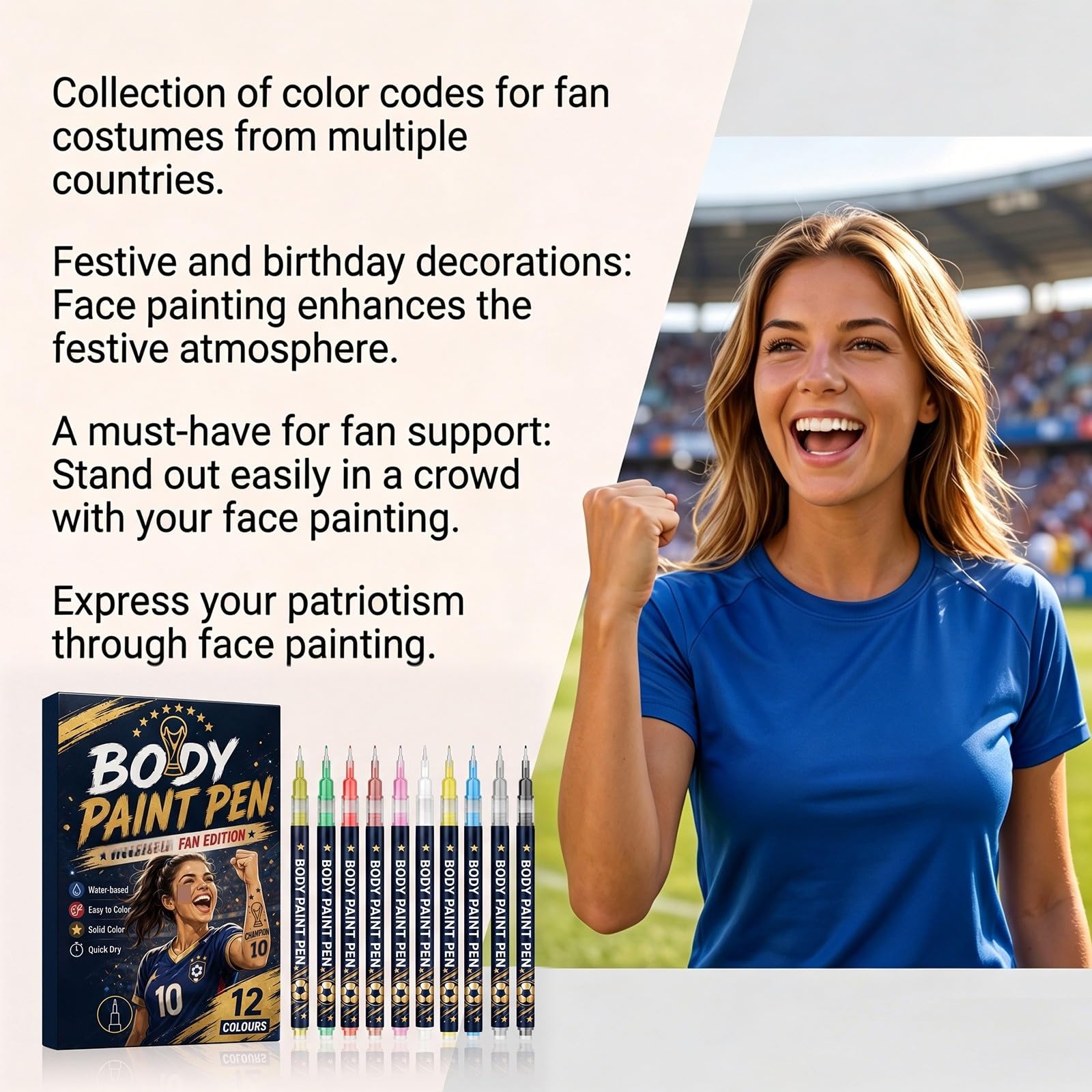 Penne pittura per la pelle ad asciugatura rapida, per il viso dipinto, 12 colori, matite trucco artistico pigmento solido facile da colorare, per Halloween, Natale, carnevale, serate a tema