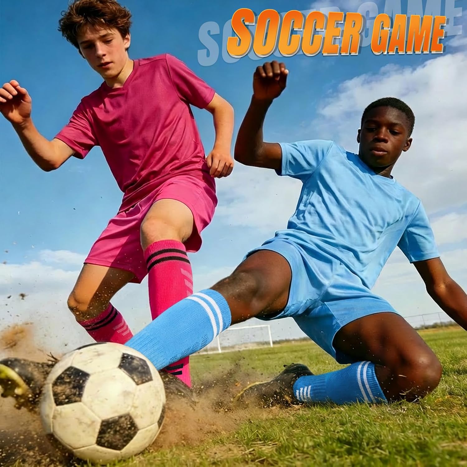 XZQTIVE 3 Pack Soccer Socks Football Socks for Kids Youth Adult Over the Calf Athletic Sport Baseball Softball Socks