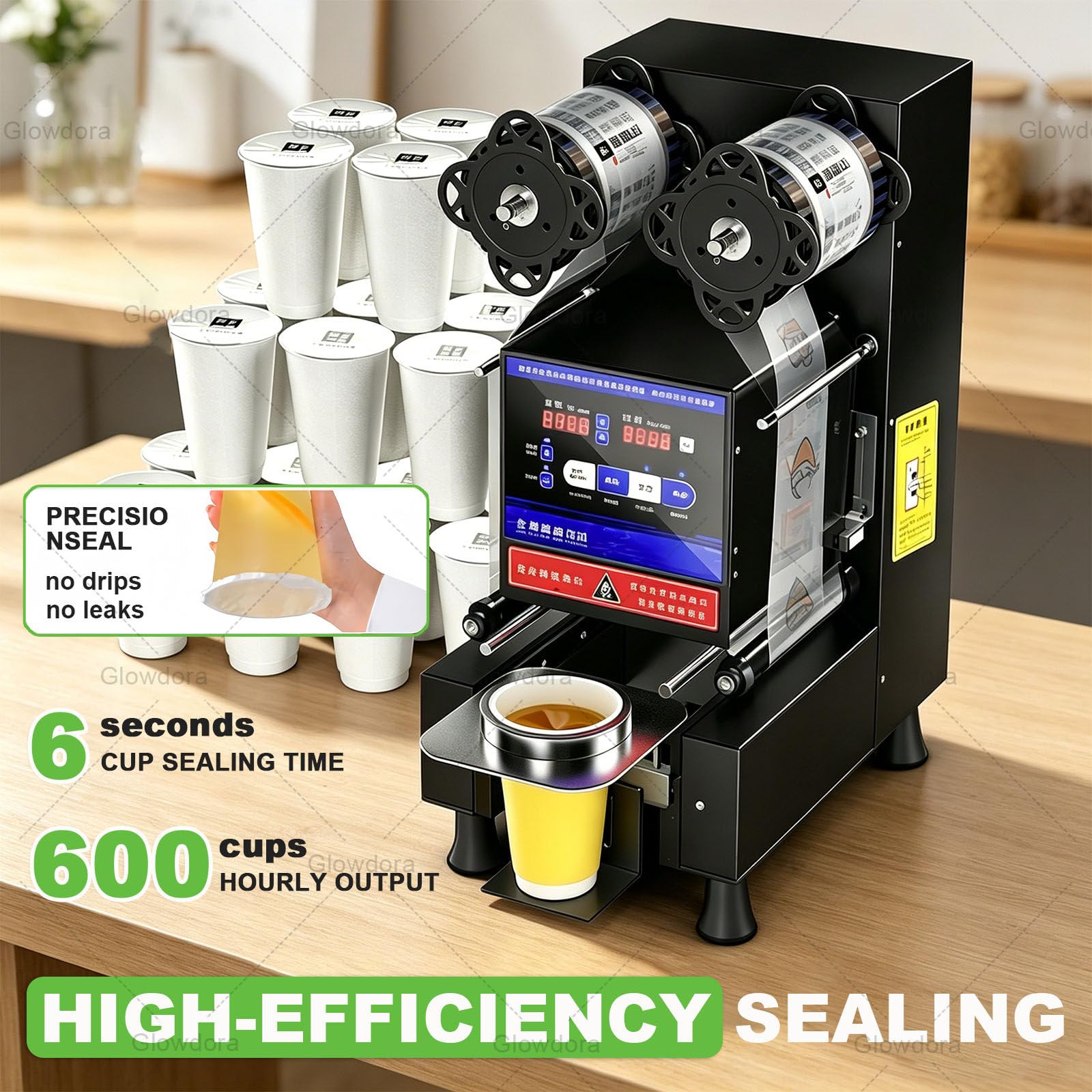 Zgrzewarka Do Kubków 350 W, W Pełni Automatyczna Zgrzewarka Próżniowa, Komercyjna Zgrzewarka Do Bubble Tea, Mleka, Herbaty, Kawy, Koktajli, Plastiku, Papieru, Średnicy 90 Mm I 95 Mm