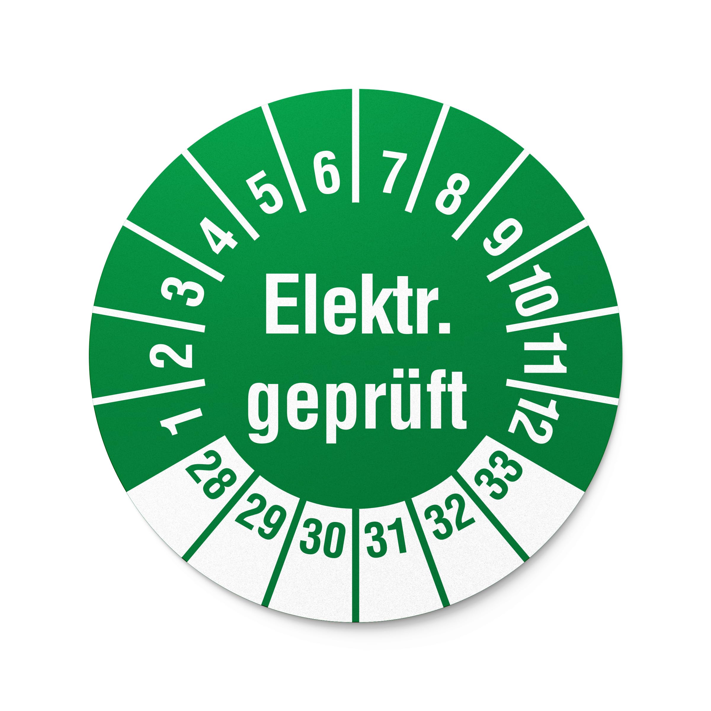 Labelident Prüfplaketten Elektr. geprüft - Ø 20 mm - 1.000 auf Rolle, 2028-2033, selbstklebend