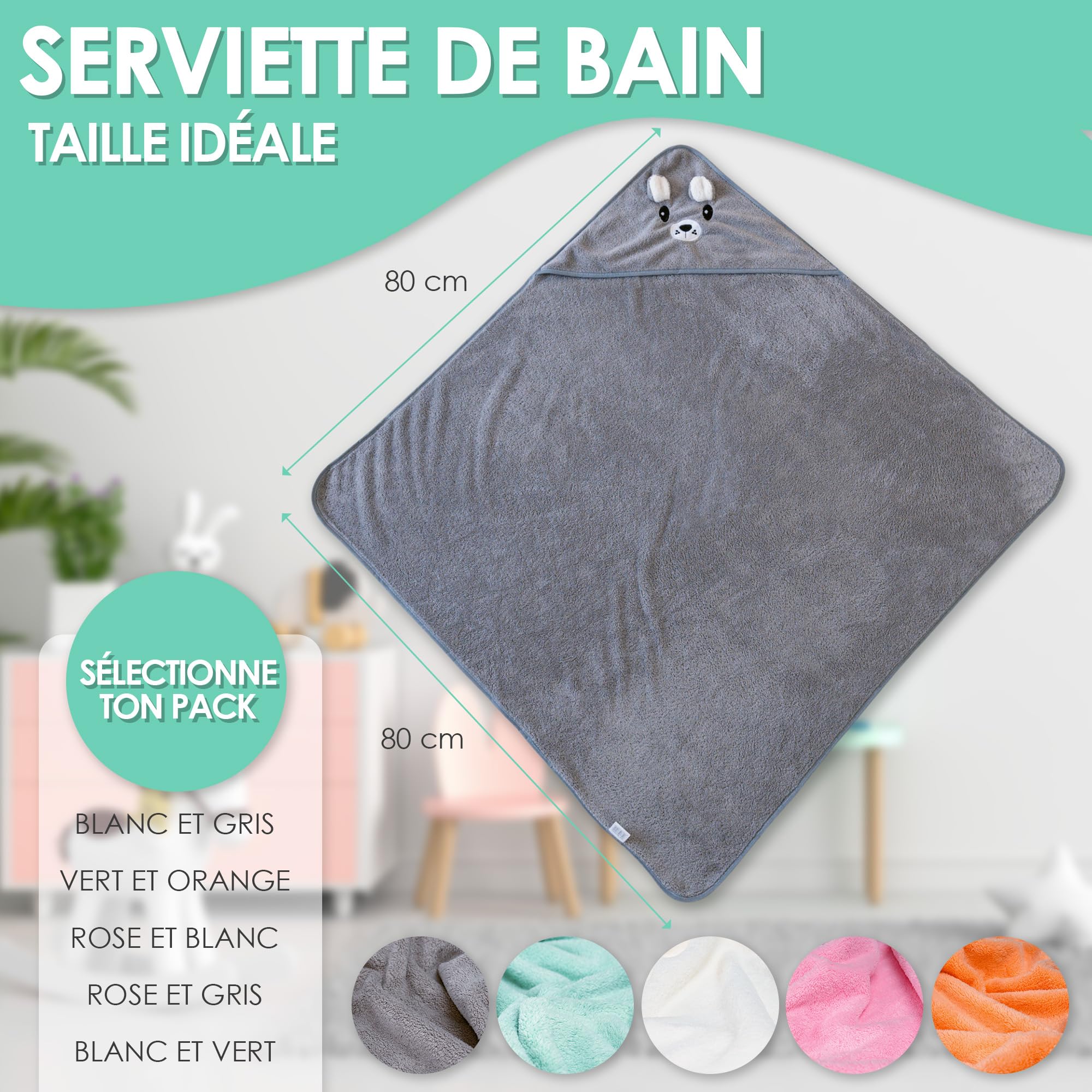 Lot de 2 serviette de bain a capuche bebe – Idée Cadeau Naissance Garçon – Cape de bain bebe animaux 0-3 ans – Sortie de bain bebe douce – serviette de bain bebe Originale – Cadeaux pour Nouveau-né