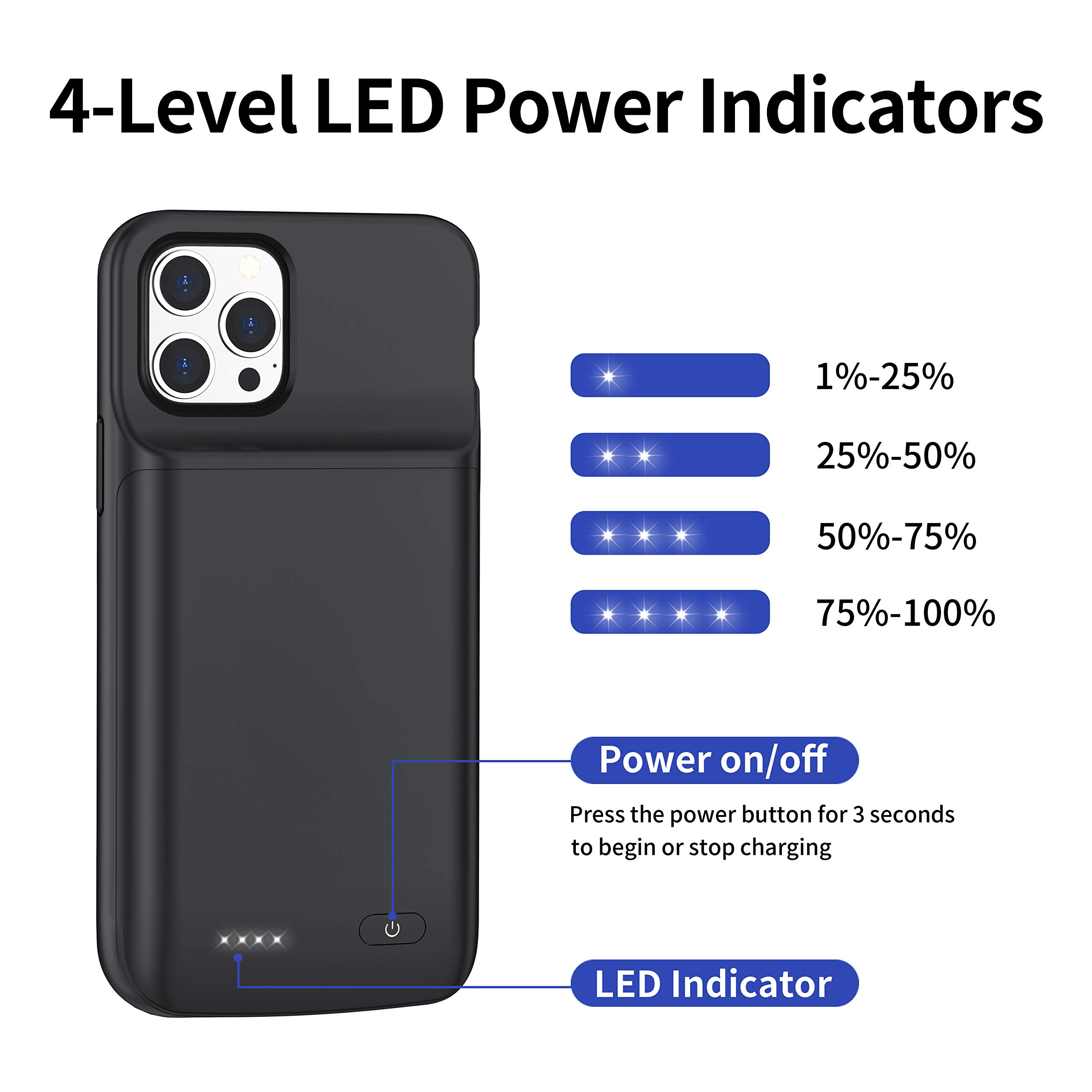 Battery Case for iPhone 13 Mini, 6800 mAh Ultra Thin Portable Protective Smart Charging Case