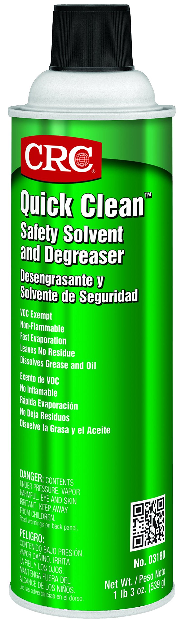 CRC Quick Clean Safety Solvent and Degreaser 03180 – [Pack of 12] 19 WT OZ, Clear, Aerosol Cleaner | Industrial Cleaners and Degreasers