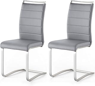 Silla de Comedor oscilante Robas Lund Pescara, de Poliuretano, Gris, Ancho/Alto/Profundidad: Aprox. 42 x 102 x 56 cm.