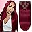 Burgundy Clip in Hair Extensions Real Human Hair Clip Ins 8pcs Per Set 110g Brazilian Clip in Hair Extensions Black Women 99j Full Head Silky Straight Human Hair Extensions (18inch)