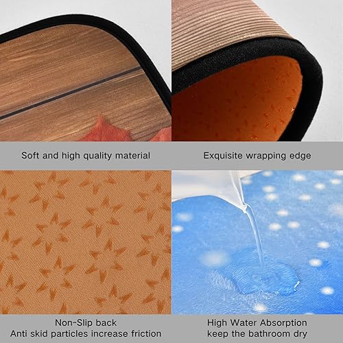 Miniatura 4 de xigua Kitchen Rugs 2 Piece Waterproof Non Slip Kitchen Mat Maple Leaves on Wood Kitchen Rug Set for Sink Office Kitchen Cafe, 19.7"x47.2"+19.7"x27.6"