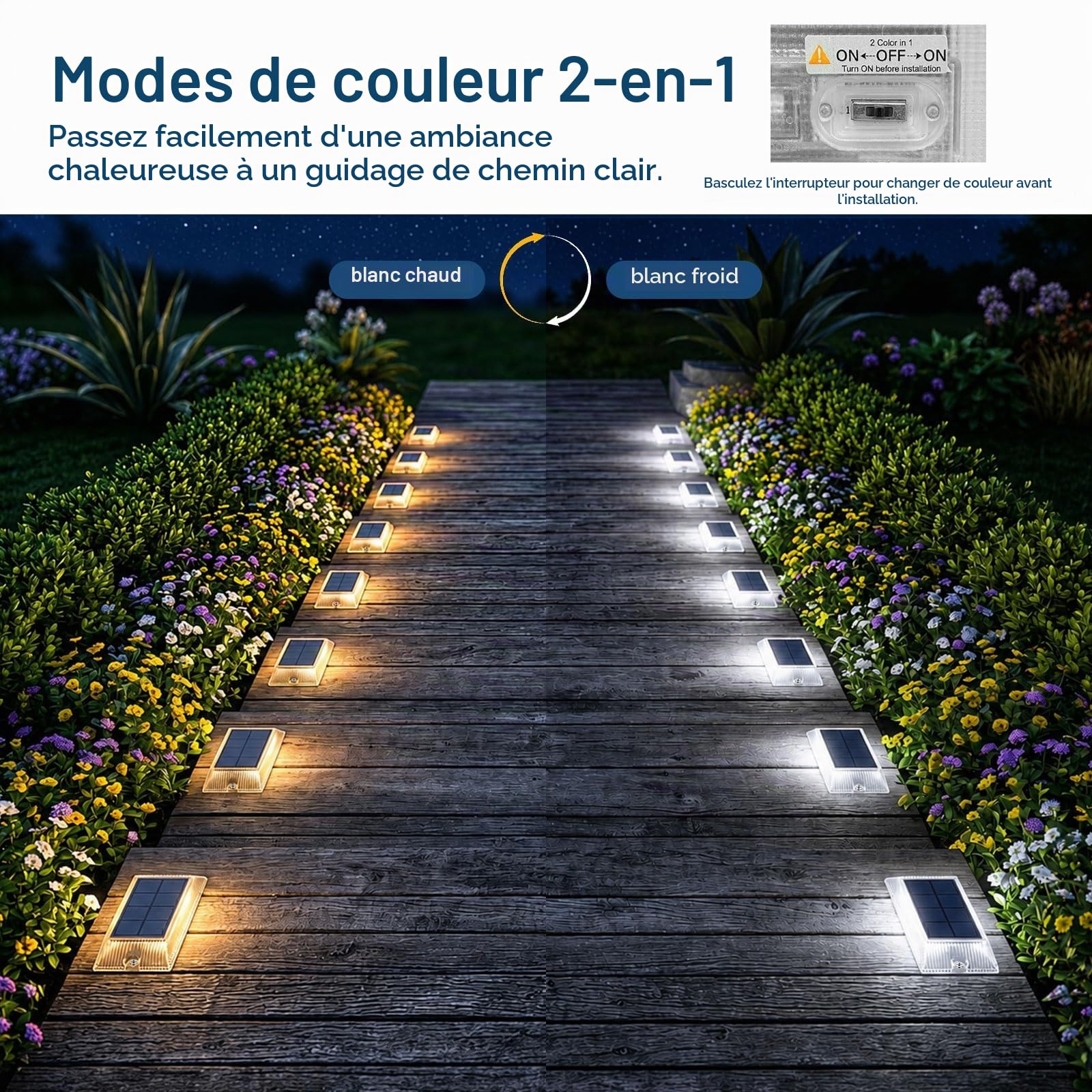 Lampe Solaire Exterieur, Lot de 6 Lumiere Solaire Exterieur Étanche 2-en-1