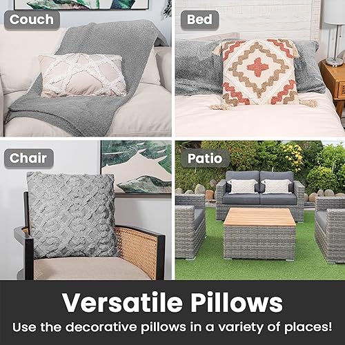 Miniatura 7 de Sol Living Almohadas decorativas para sofá, dormitorio, decoración de macramé, almohadas de estilo bohemio, cojín lumbar, almohadas decorativas para