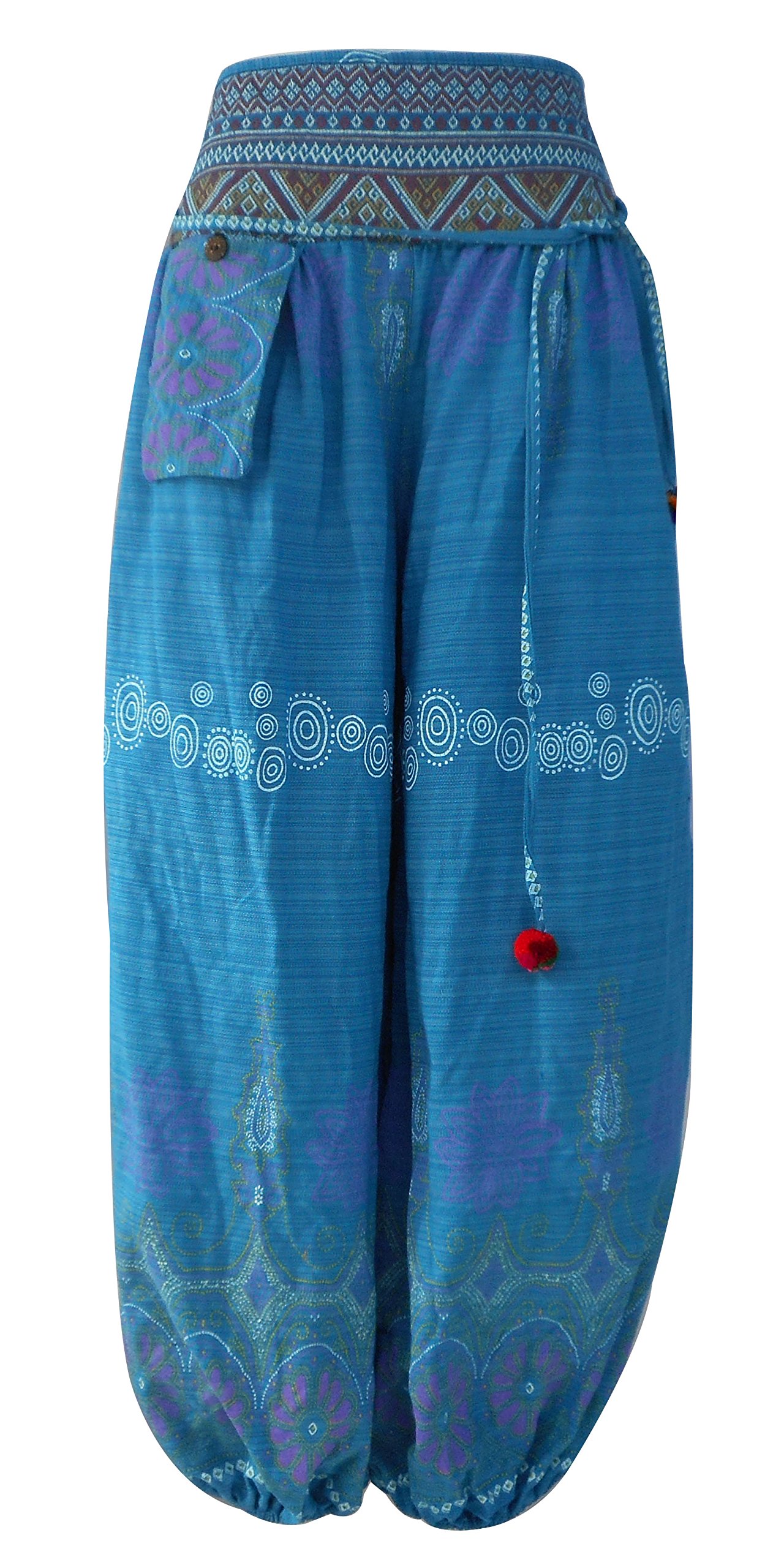 Bonya Women's Bohemian Tribal Cotton Printed Elastic Waist Pants-P0006