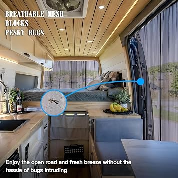 ZATOOTO Van Bug Screen Magnetic Sliding Door Van Screen Mesh Curtains Easy to Install and Remove, Universal Fly Screen for Mercedes Metris Ford Transit Connect and Campervans, 59(H) x 43(W)