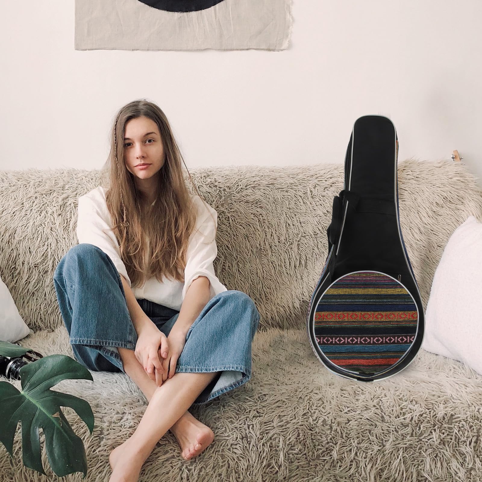 Verdickte Mandolinentasche Ethno Stil Strapazierfähige Mandolinen Aufbewahrungstasche Leichtes Musikzubehör für Mandoline Unterwegs