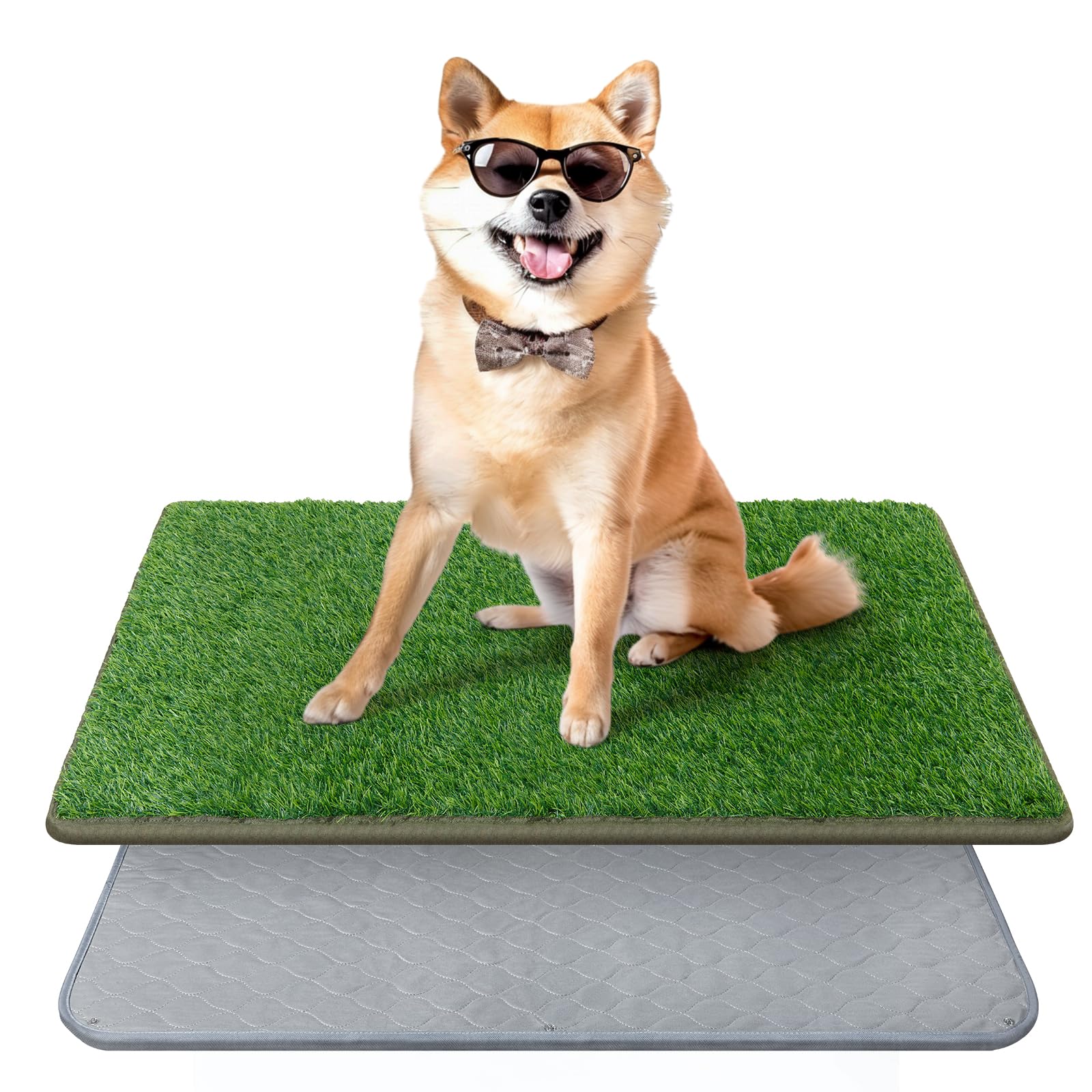 PICK FOR LIFE Tapete de césped para Perros con Almohadilla para orinar, Almohadillas de Entrenamiento de césped Artificial para Perros, Perros, Lavables, Reutilizables, a Prueba de Fugas, en Patio,