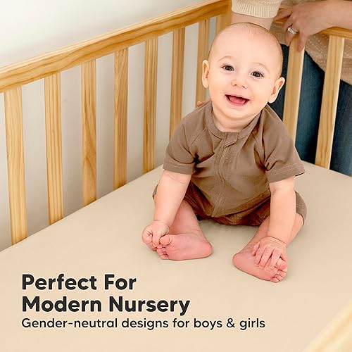 Miniatura 25 de 2-Pack Waterproof Baby Crib Sheets for Boys, Girls - 52x28 Viscose Derived from Bamboo Toddler Bed Sheet Neutral, Fitted Crib Mattress Protector