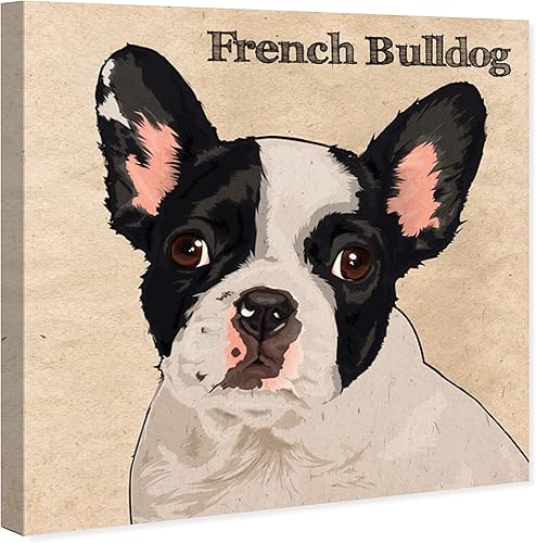Miniatura 2 de The Oliver Gal Artist Co. Animals Wall Art - Lienzo decorativo (12.0 x 12.0in), diseño de bulldog francés, color blanco y negro