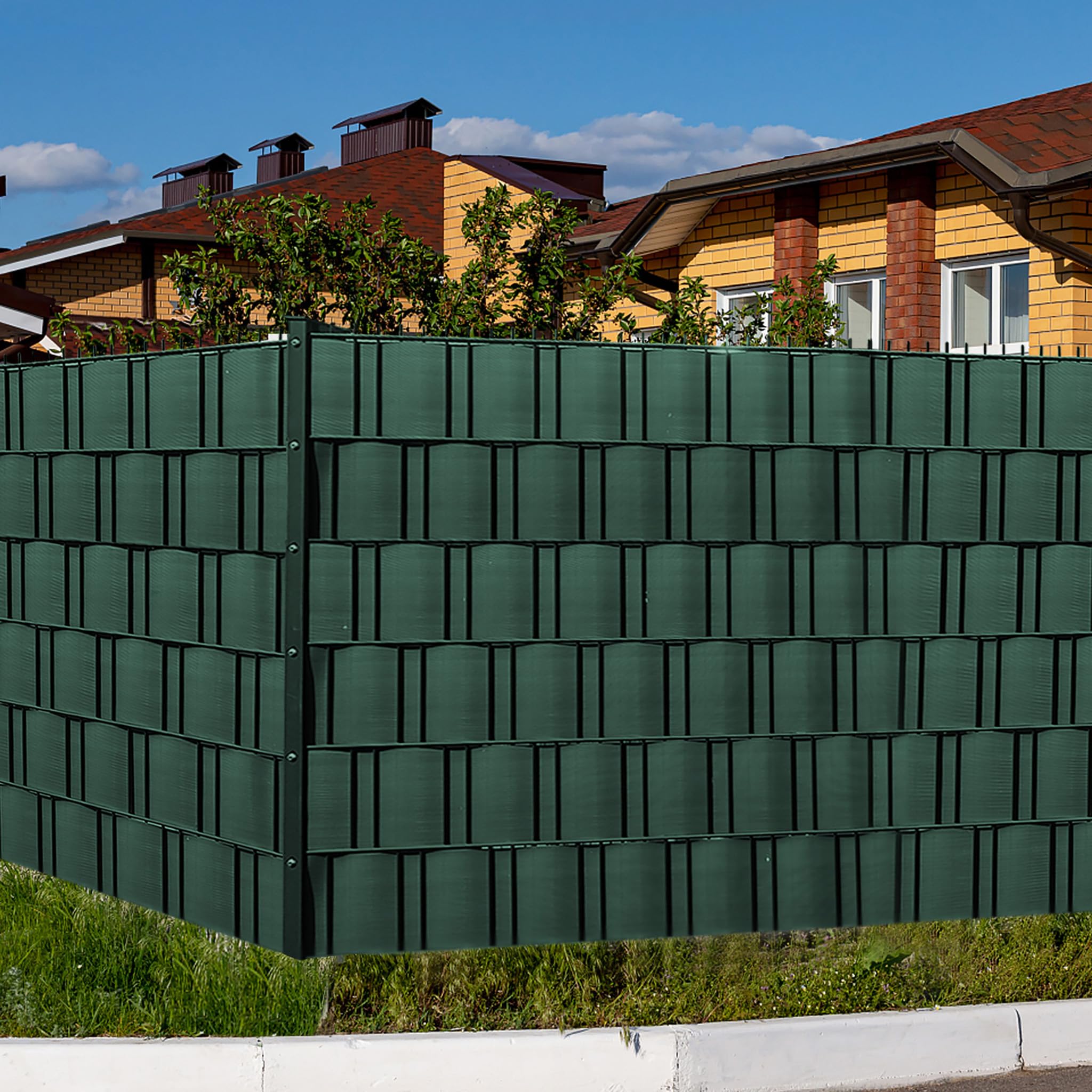ACXIN Lot de 20 bandes brise-vue en PVC rigide pour panneaux à double fil – Brise-vue – Brise-vue – Clôture de jardin et balcon – 50 m x 19 cm – Vert