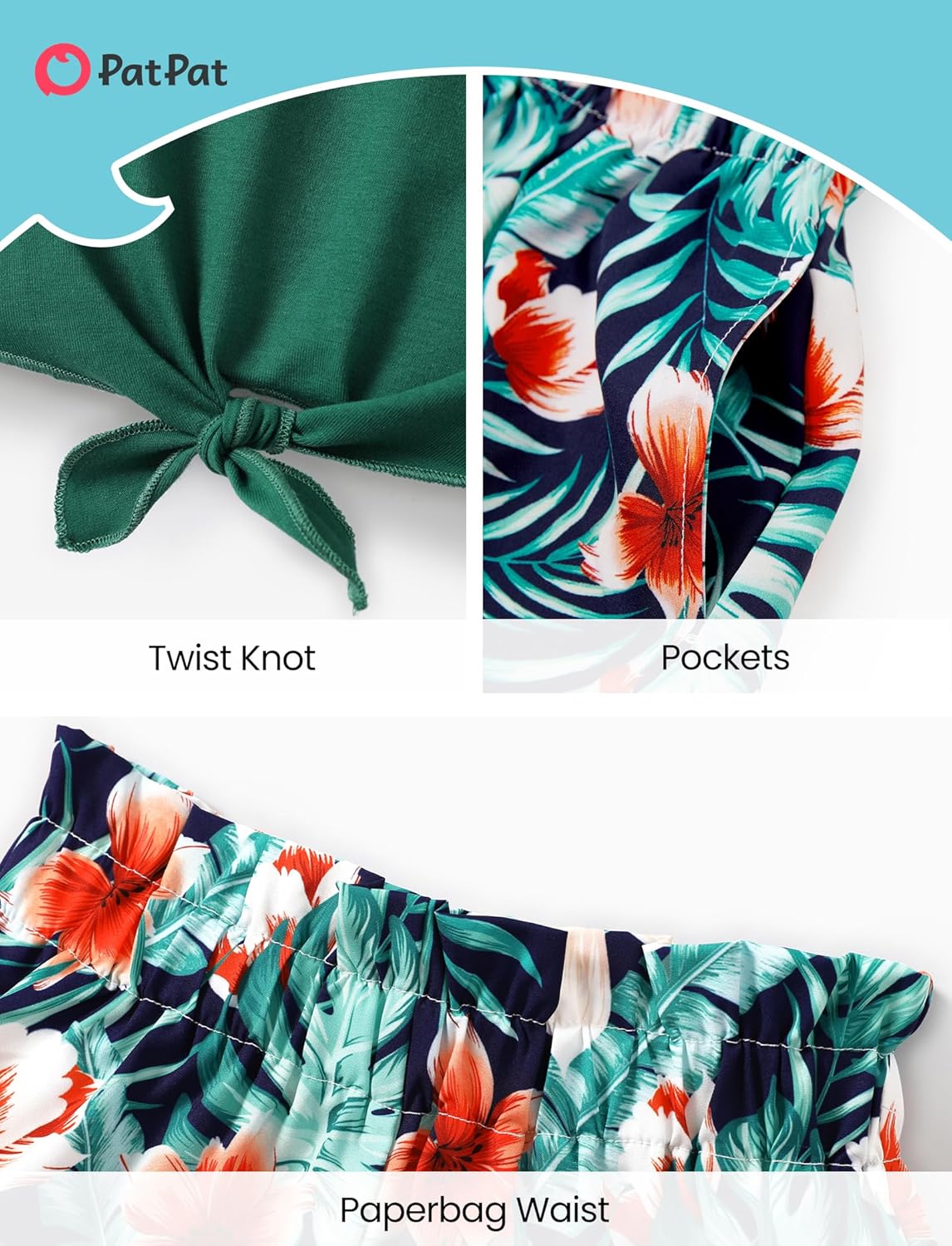 PATPAT Girls Hawaiian Outfits Crop Tank Tops + Elastic Waist Shorts with Pockets Clothing Sets Summer Clothes 4-14 Years - Image 6