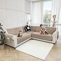 Vista 32 de Fundas de sofá seccional para perros 100% impermeables, funda de sofá en forma de L para esquinas, de terciopelo, lavable, antideslizante