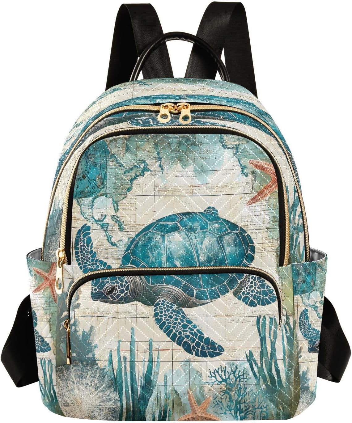 ALAZA Vintage Sea Turtle Mini Backpack Purse for Women Travel Bag Lightweight Shoulder Bag Fashion Daypack