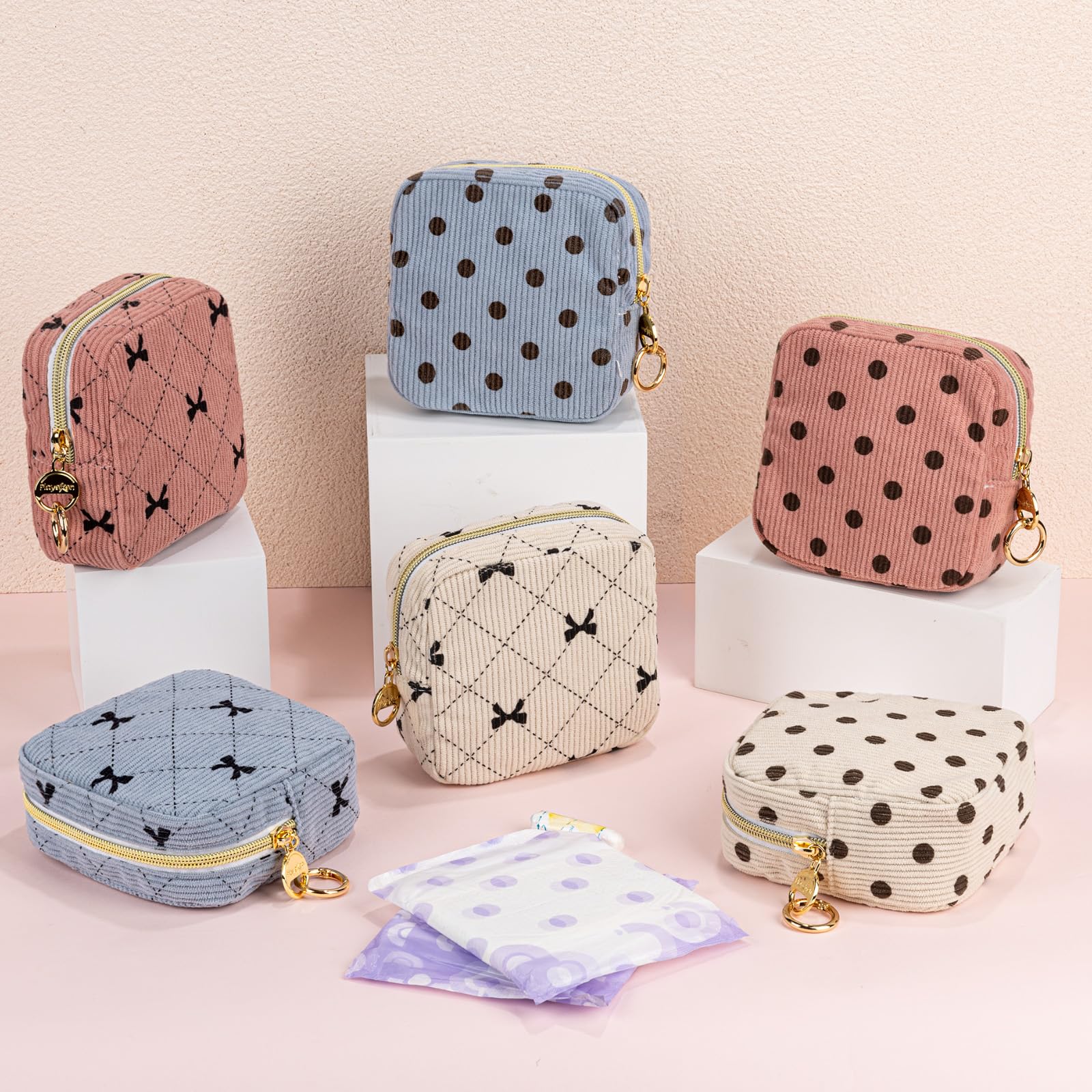 2 Piezas Neceser Compresas Pequeño Bolso de Almacenamiento Neceser para Compresas Algodon Tampones Bolsa Menstrual con Cremallera de Servilletas Sanitarias Bolsas Regalo para Adolescentes Niñas Mujer — view 7