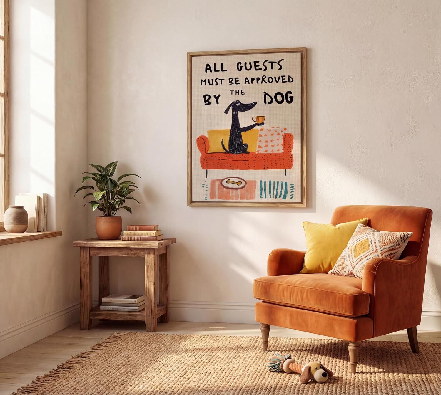 Funny Dog Wall Art - All Guests Must Be Approved By The Dog Framed Print 16x24 Inch Wall Decor for Pet Lovers Cute Dog Decor Gift for Home Office Entryway or Mudroom Decoration image 3