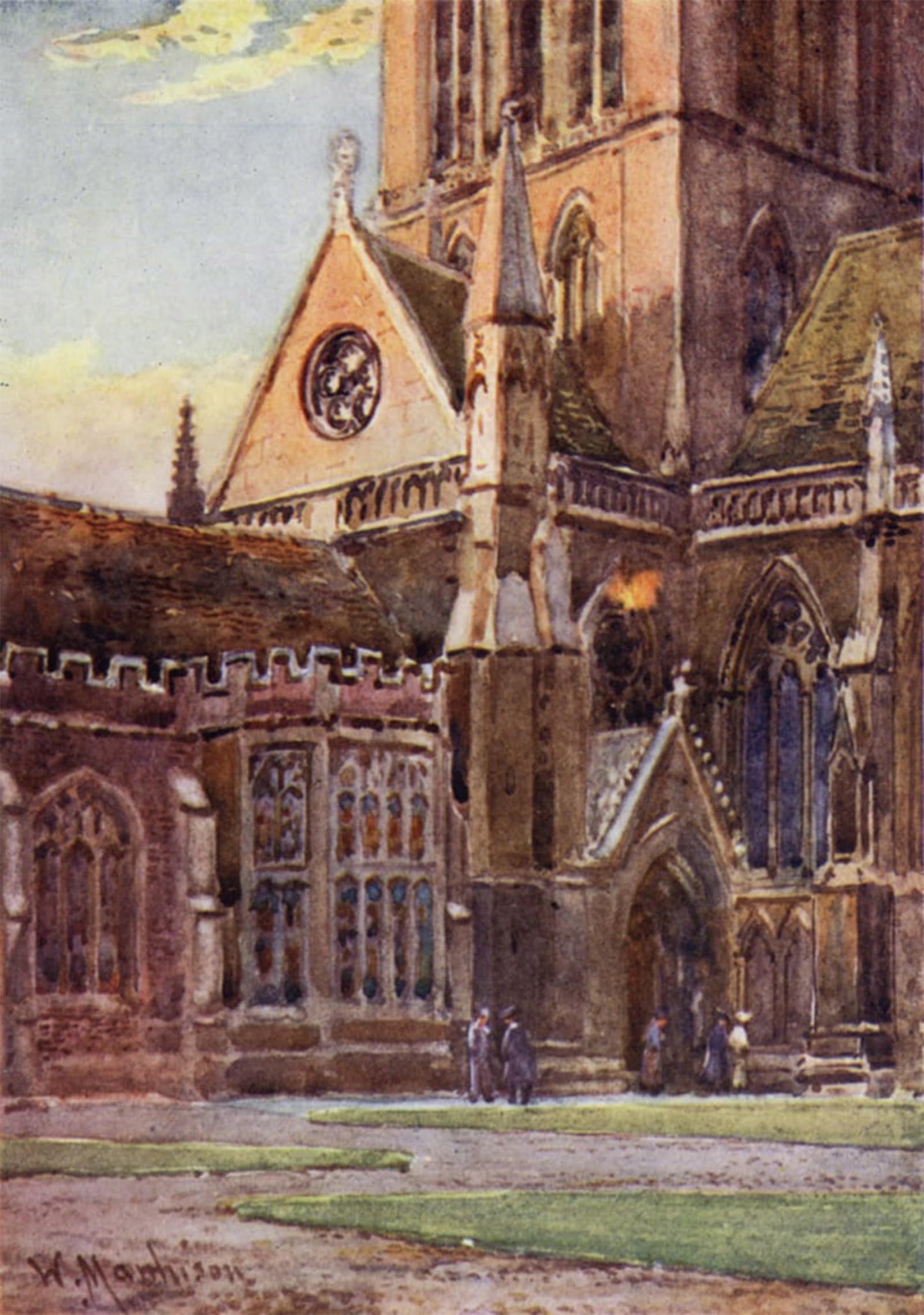 SERENDIPITP Vintage Picture Print on Canvas Wall Art Poster Entrance to St Johns College Chapel From the First Court by William Matthison Artwork Print Poster for Wall Decor 60x90cm