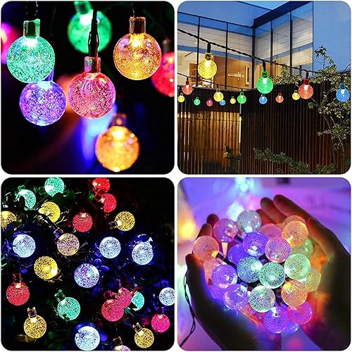 Miniatura 2 de Tira de luces solares, tira de luces para exteriores, 50 LED, 23 pies, 8 modos de iluminación, impermeable, funciona con energía solar, luz solar