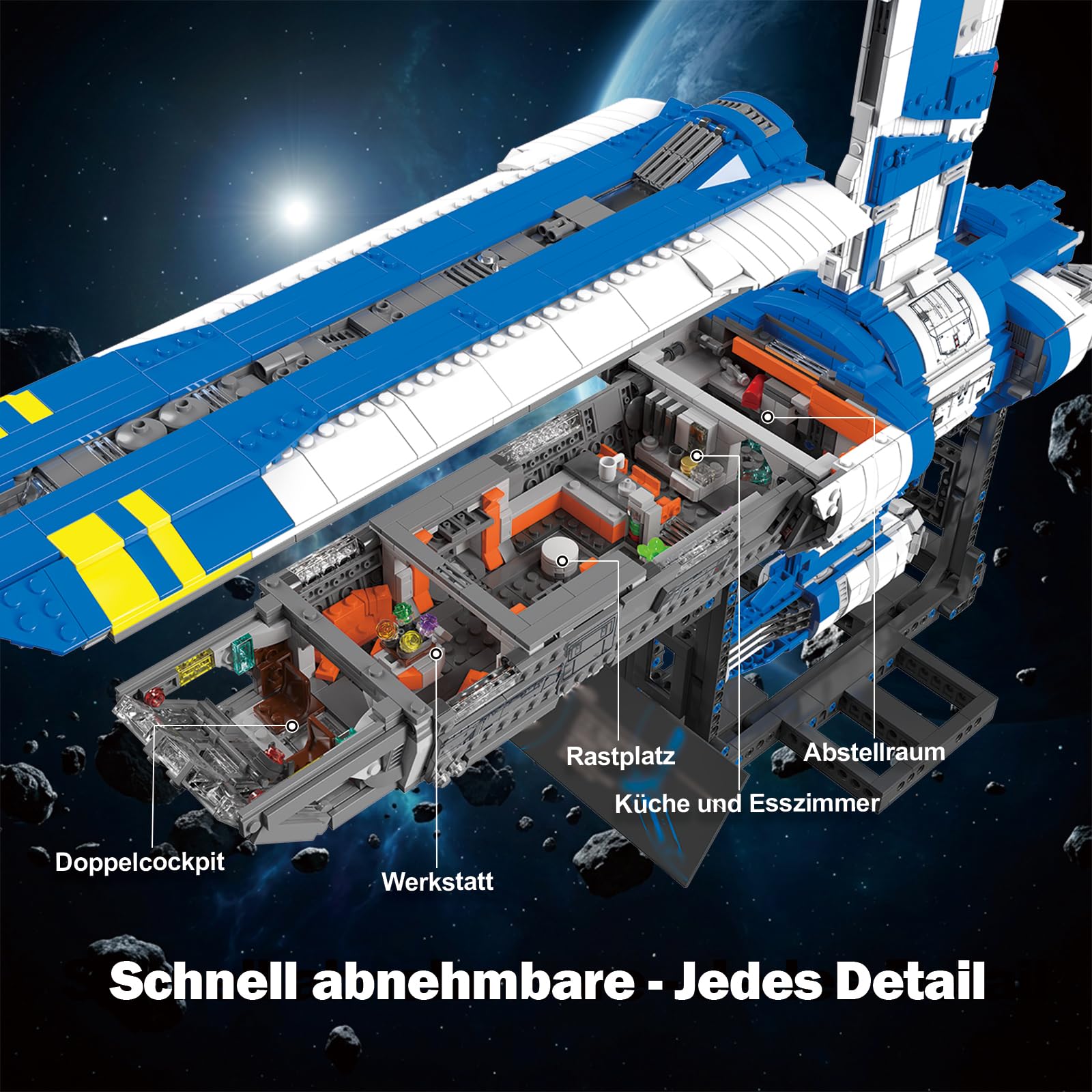 Space Wars Klemmbausteine Raumschiff Set für Erwachsene Männer | 3006 Teilen, Drehbare Rückenflosse, Flugzeug Modell, Geschenk Sammlung, BWR101