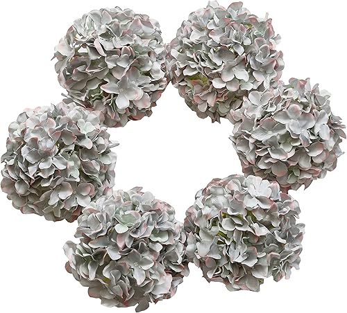 Miniatura 38 de DuHouse Cabezas artificiales de hortensias de seda de 8.7 pulgadas con tallos de hortensias falsas para bricolaje, centro de mesa de boda,