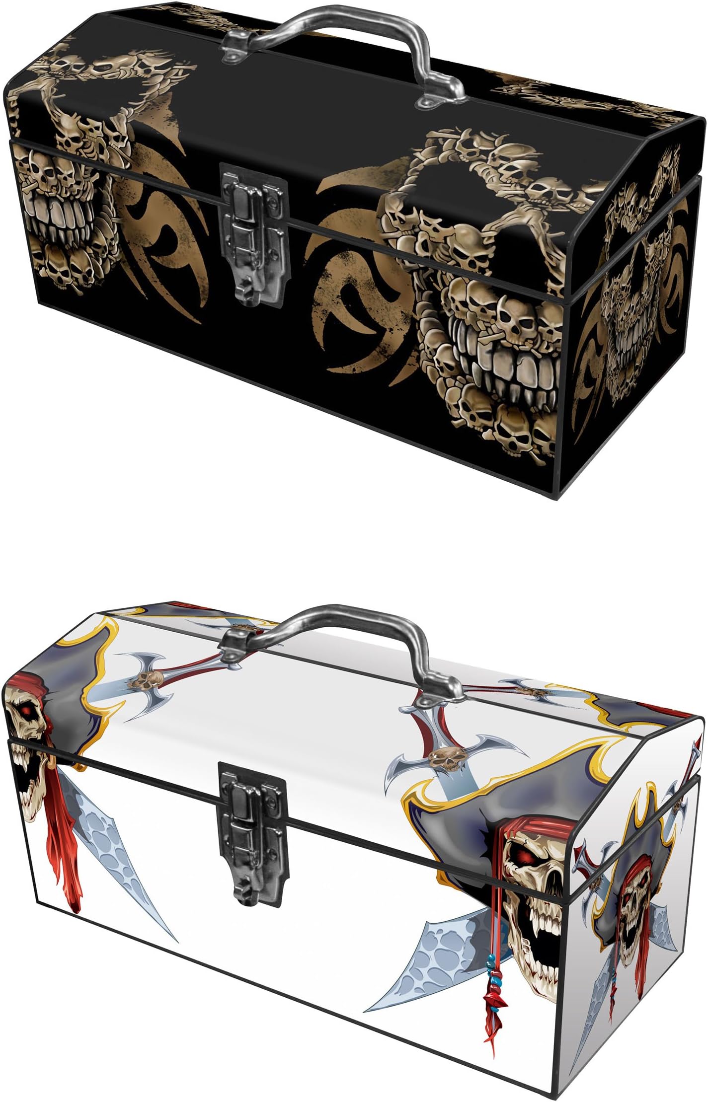 24-504 Skull Faces Art Deco and Pirate Skulls Art Deco Tool Box