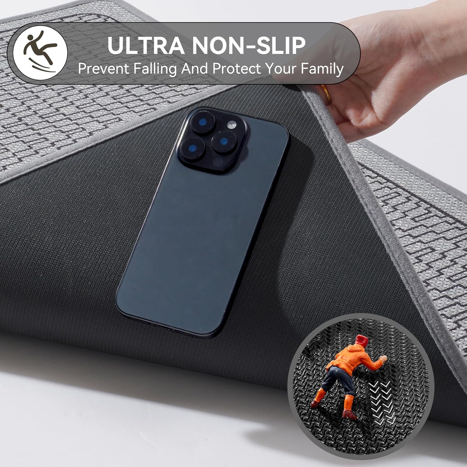 YDKGL Bathroom Rugs, Ultra Thin Bath Mat Fit Under Door Super Absorbent Non Slip Quick Dry Bath Mat, Rubber Backing Shower Mat Outside Shower