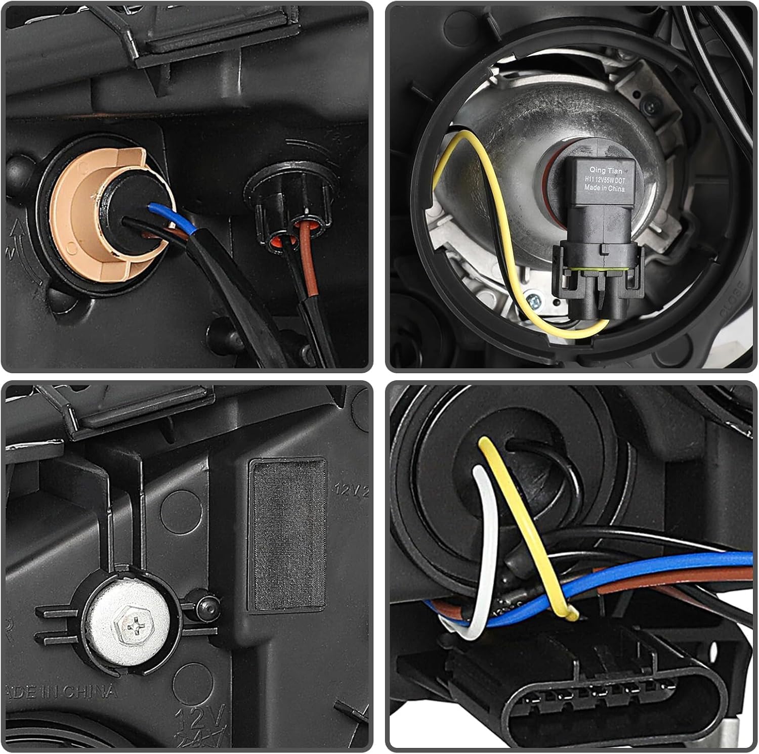 Headlight Assembly Compatible with 2010-2015 Chevy Equinox LS/LT Model, Replacement Pair Headlamp w/LED Bulbs & Wiring Harness, 10-15 Equinox Head Light Chrome Housing Amber Reflector