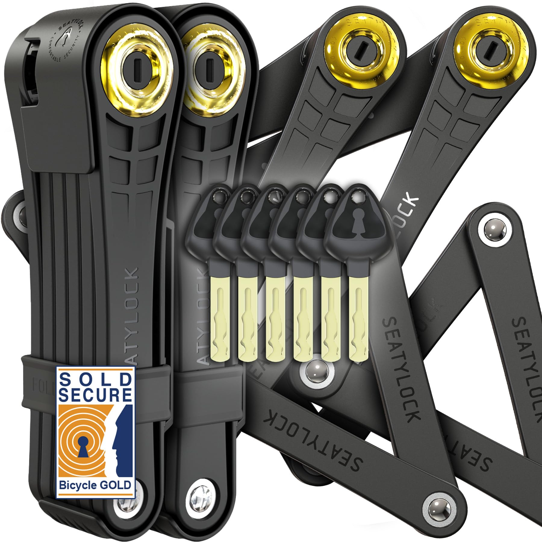 Antivol velo pliable Seatylock FoldyLock Classic 100cm avec lot de 2 cadenas et 6 cles