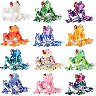 Lewtemi 12 Pcs 3D Printed Magnetic Frog Refrigerator Magnets Decor Realistic Articulated Jumping Frogs Lifelike Fridge Decor for Kitchen, Office, Car, Home, 5 Inch