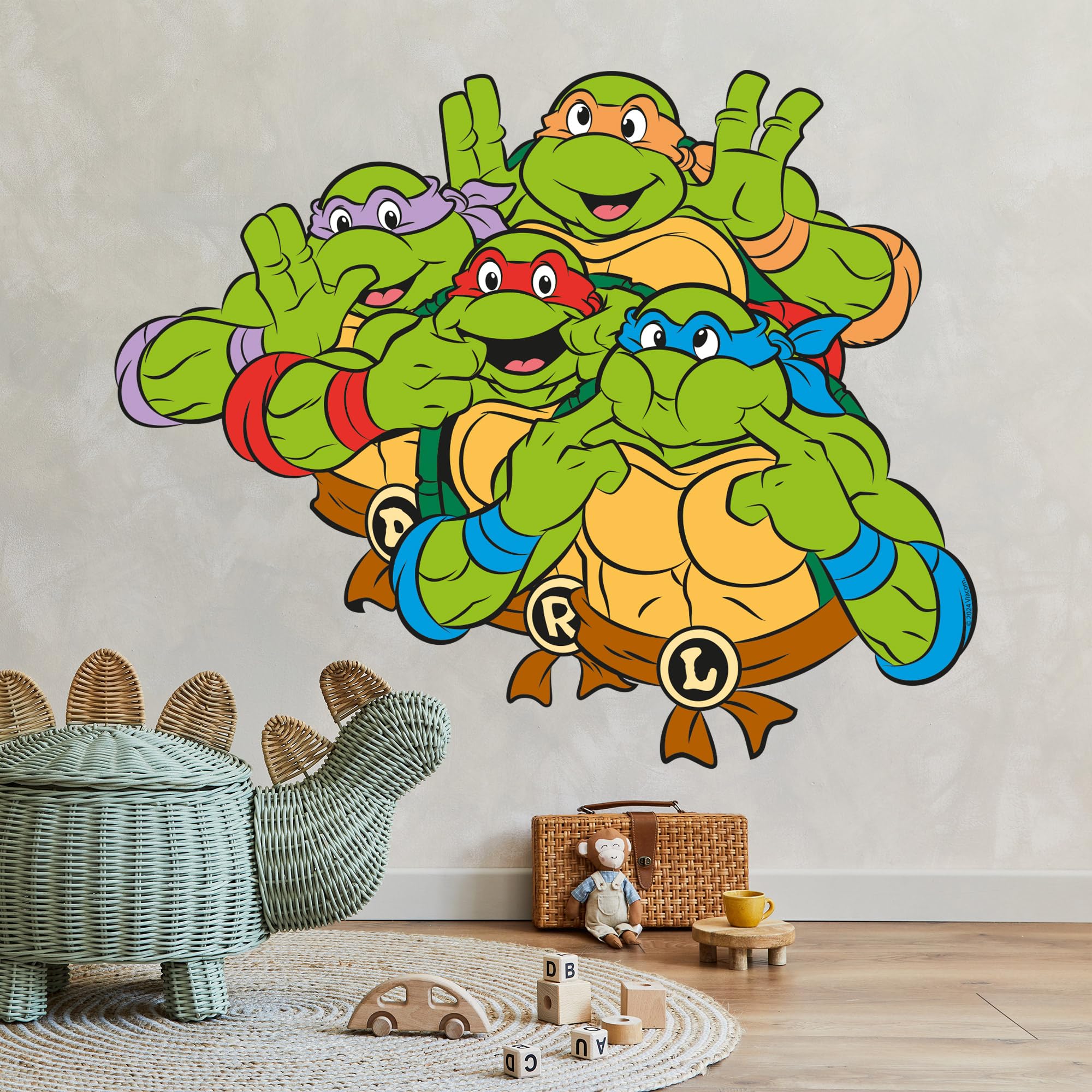 Teenage Mutant Ninja Turtles Wall Sticker - Group Pulling Funny Faces Decal TMNT Art (60cm Width x 50cm Height)